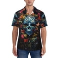 thumbnail image 1 of KLL Men's Hawaiian Shirt Short Sleeve Button Down Beach Shirts-Butterfly Flower Skull A, 1 of 1
