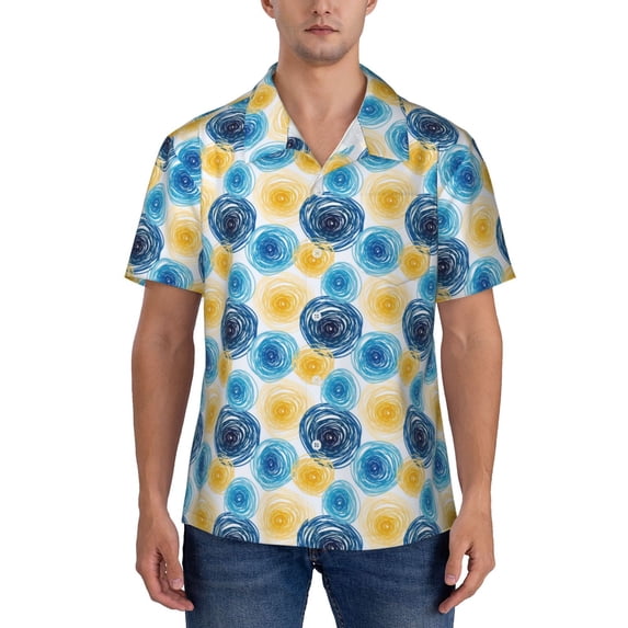 KLL Men's Hawaiian Shirt Short Sleeve Button Down Beach Shirts-Circular