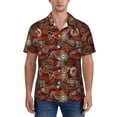 thumbnail image 1 of KLL Men's Hawaiian Shirt Short Sleeve Button Down Beach Shirts-Coffee Stamp, 1 of 5
