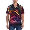 thumbnail image 1 of KLL Men's Hawaiian Shirt Short Sleeve Button Down Beach Shirts-Colorful Abstract Wave Motion, 1 of 5