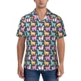 thumbnail image 1 of KLL Men's Hawaiian Shirt Short Sleeve Button Down Beach Shirts-Colorful Alpaca, 1 of 5