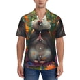 thumbnail image 1 of KLL Men's Hawaiian Shirt Short Sleeve Button Down Beach Shirts-Colorful Flower Meditating Hamster, 1 of 5