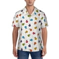 thumbnail image 1 of KLL Men's Hawaiian Shirt Short Sleeve Button Down Beach Shirts-Cute Ladybugs, 1 of 5
