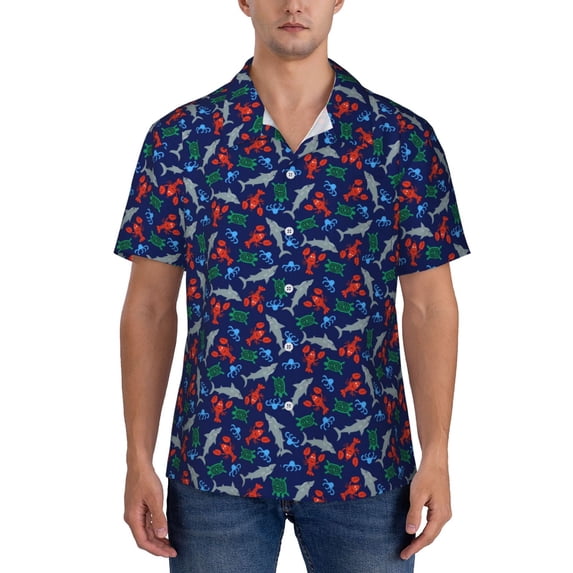 KLL Men's Hawaiian Shirt Short Sleeve Button Down Beach Shirts-Deep Down In The Ocean