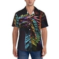 thumbnail image 1 of KLL Men's Hawaiian Shirt Short Sleeve Button Down Beach Shirts-Dragon with Colorful Tail, 1 of 5