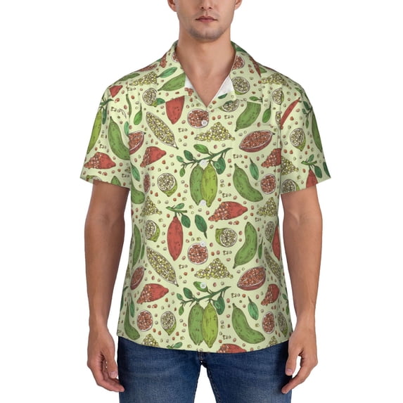 KLL Men's Hawaiian Shirt Short Sleeve Button Down Beach Shirts-Finger Lime Fruits