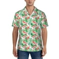 thumbnail image 1 of KLL Men's Hawaiian Shirt Short Sleeve Button Down Beach Shirts-Flamingo And Monstera, 1 of 5