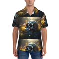 thumbnail image 1 of KLL Men's Hawaiian Shirt Short Sleeve Button Down Beach Shirts-Flower Field Skull, 1 of 1