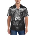 thumbnail image 1 of KLL Men's Hawaiian Shirt Short Sleeve Button Down Beach Shirts-Geometric Bull Design, 1 of 5