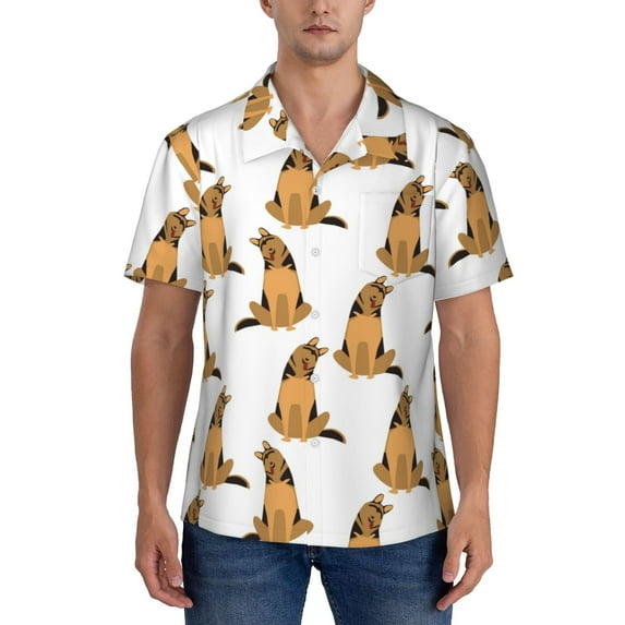 KLL Men's Hawaiian Shirt Short Sleeve Button Down Beach Shirts-German Shepherd Dog