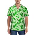 thumbnail image 1 of KLL Men's Hawaiian Shirt Short Sleeve Button Down Beach Shirts-Green Lizard, 1 of 5