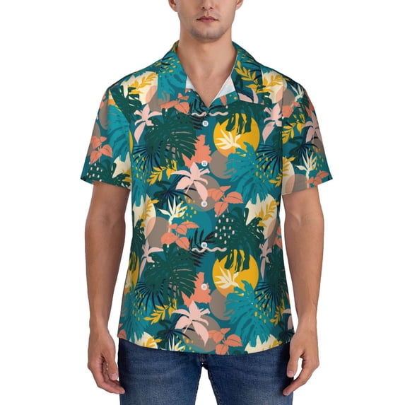 KLL Men's Hawaiian Shirt Short Sleeve Button Down Beach Shirts-Hawaiian Style