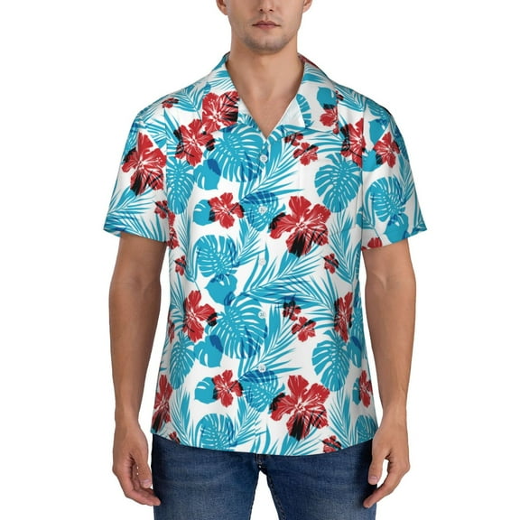 KLL Men's Hawaiian Shirt Short Sleeve Button Down Beach Shirts-Hawaiian Style