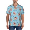 thumbnail image 1 of KLL Men's Hawaiian Shirt Short Sleeve Button Down Beach Shirts-I Am A Fan Popcorn, 1 of 5