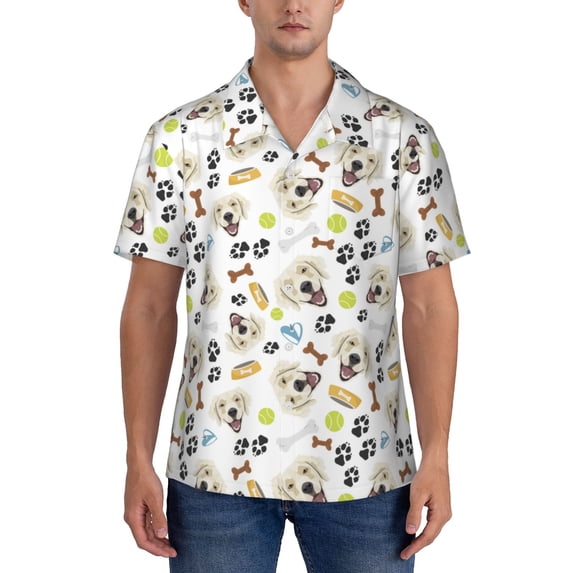 KLL Men's Hawaiian Shirt Short Sleeve Button Down Beach Shirts-Labrador Retriever Dog