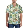 thumbnail image 1 of KLL Men's Hawaiian Shirt Short Sleeve Button Down Beach Shirts-Meadow Plants And Butterflies, 1 of 5