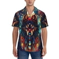 thumbnail image 1 of KLL Men's Hawaiian Shirt Short Sleeve Button Down Beach Shirts-Mystic Wolf Dreamcatcher, 1 of 5