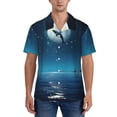 thumbnail image 1 of KLL Men's Hawaiian Shirt Short Sleeve Button Down Beach Shirts-Night Sky Moon Dolphin, 1 of 5