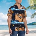 thumbnail image 1 of KLL Men's Hawaiian Shirt Short Sleeve Button Down Beach Shirts-Ocean Scene with Noah's Ark, 1 of 6