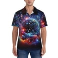 thumbnail image 1 of KLL Men's Hawaiian Shirt Short Sleeve Button Down Beach Shirts-Outer Space Floating Numbers And Letters, 1 of 5