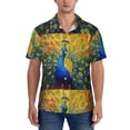thumbnail image 1 of KLL Men's Hawaiian Shirt Short Sleeve Button Down Beach Shirts-Peacocks, 1 of 5