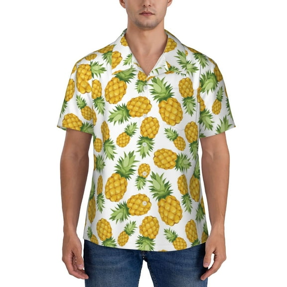 KLL Men's Hawaiian Shirt Short Sleeve Button Down Beach Shirts-Pineapple
