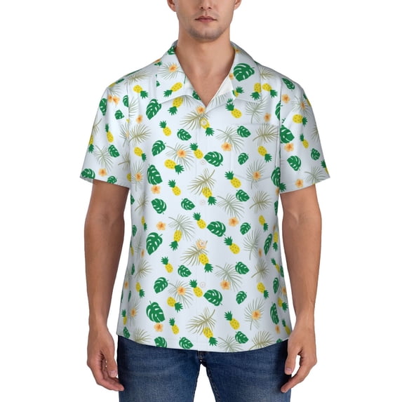 KLL Men's Hawaiian Shirt Short Sleeve Button Down Beach Shirts-Pineapple