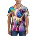 thumbnail image 1 of KLL Men's Hawaiian Shirt Short Sleeve Button Down Beach Shirts-Rainbow Poodle Urban Street, 1 of 5
