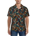 thumbnail image 1 of KLL Men's Hawaiian Shirt Short Sleeve Button Down Beach Shirts-Retro Tape, 1 of 5