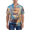 thumbnail image 1 of KLL Men's Hawaiian Shirt Short Sleeve Button Down Beach Shirts-Sailing Ship Ocean Sunset, 1 of 1