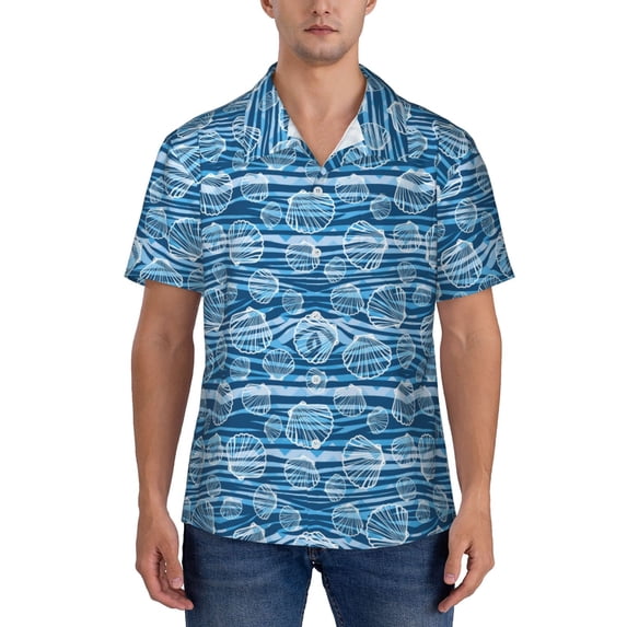 KLL Men's Hawaiian Shirt Short Sleeve Button Down Beach Shirts-Shell