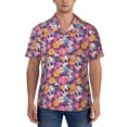 thumbnail image 1 of KLL Men's Hawaiian Shirt Short Sleeve Button Down Beach Shirts-Skull daisy flower, 1 of 5