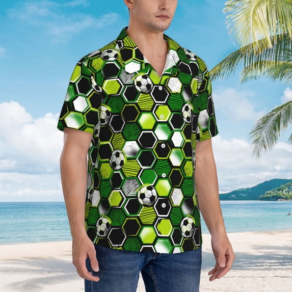 KLL Men's Hawaiian Shirt Short Sleeve Button Down Beach Shirts-Soccer1