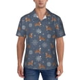 thumbnail image 1 of KLL Men's Hawaiian Shirt Short Sleeve Button Down Beach Shirts-Squirrel And Snowflakes, 1 of 5