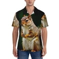 thumbnail image 1 of KLL Men's Hawaiian Shirt Short Sleeve Button Down Beach Shirts-Squirrels Eating Peanuts On The Tree, 1 of 5