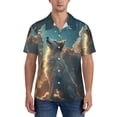thumbnail image 1 of KLL Men's Hawaiian Shirt Short Sleeve Button Down Beach Shirts-Starry Sky Cloud Wolf, 1 of 5