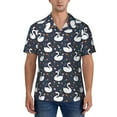 thumbnail image 1 of KLL Men's Hawaiian Shirt Short Sleeve Button Down Beach Shirts-Swan And Flowers1, 1 of 5