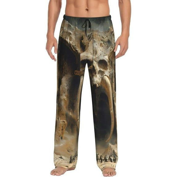 KLL Mens Pajama Pants for Men,Mens Lounge Pants,Funny Gifts for Men,Men's Pajama Bottoms Ancient Skull Cave Landscape -XX-Large