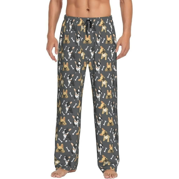 KLL Mens Pajama Pants for Men,Mens Lounge Pants,Funny Gifts for Men,Men's Pajama Bottoms-Bulldog And BONES