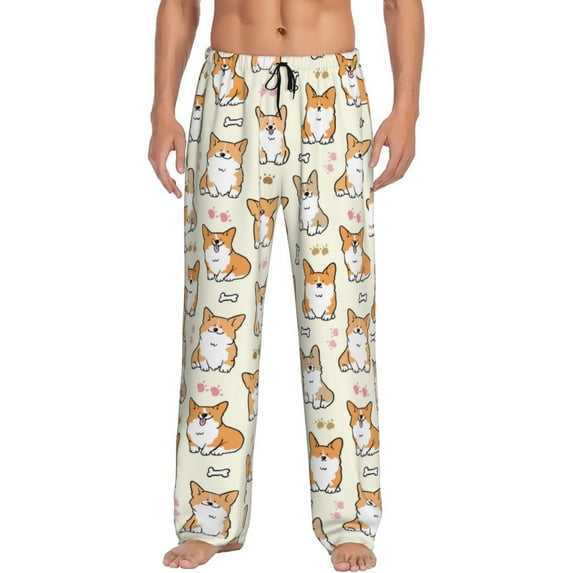 KLL Mens Pajama Pants for Men,Mens Lounge Pants,Funny Gifts for Men,Men's Pajama Bottoms-Cartoon Corgi