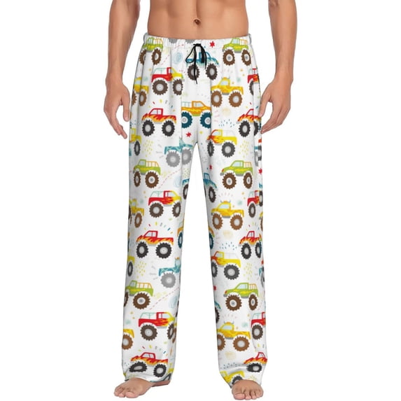 KLL Mens Pajama Pants for Men,Mens Lounge Pants,Funny Gifts for Men,Men's Pajama Bottoms-Cartoon Monster Trucks