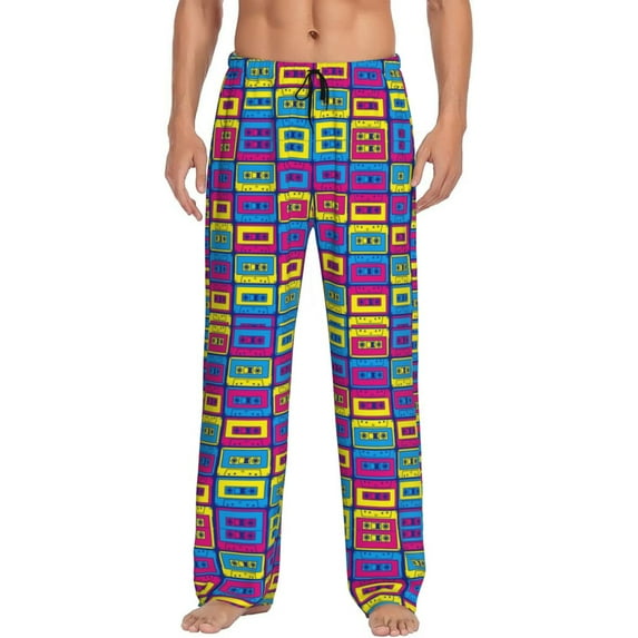 KLL Mens Pajama Pants for Men,Mens Lounge Pants,Funny Gifts for Men,Men's Pajama Bottoms-Cassette Tapes