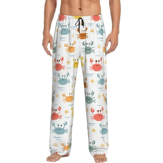KLL Mens Pajama Pants for Men,Mens Lounge Pants,Funny Gifts for Men,Men's Pajama Bottoms Colorful Crabs -Medium