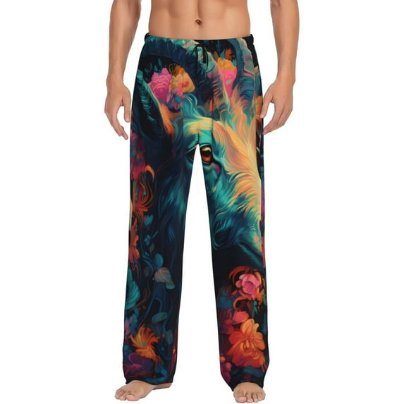 KLL Mens Pajama Pants for Men,Mens Lounge Pants,Funny Gifts for Men,Men's Pajama Bottoms-Colorful Flower Goat