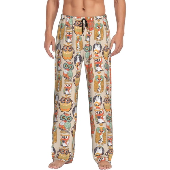 KLL Mens Pajama Pants for Men,Mens Lounge Pants,Funny Gifts for Men,Men's Pajama Bottoms-Colorful Owls