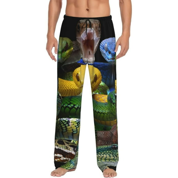 KLL Mens Pajama Pants for Men,Mens Lounge Pants,Funny Gifts for Men,Men's Pajama Bottoms Colorful Viper Snake -Small