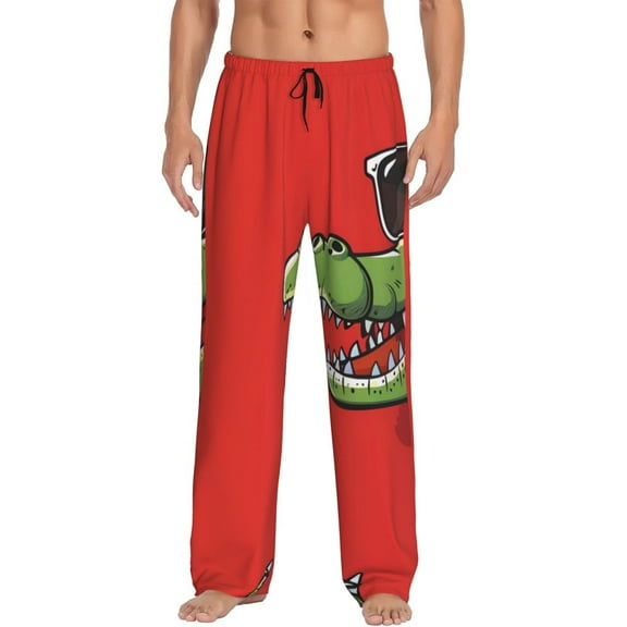 KLL Mens Pajama Pants for Men,Mens Lounge Pants,Funny Gifts for Men,Men's Pajama Bottoms Cool Crocodile With Sunglasses -Medium