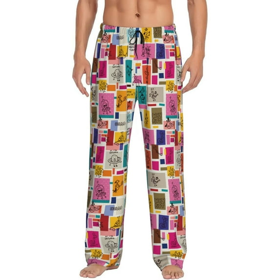 KLL Mens Pajama Pants for Men,Mens Lounge Pants,Funny Gifts for Men,Men's Pajama Bottoms-Cute Doodles