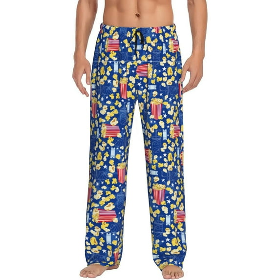 KLL Mens Pajama Pants for Men,Mens Lounge Pants,Funny Gifts for Men,Men's Pajama Bottoms-Cute Popcorn
