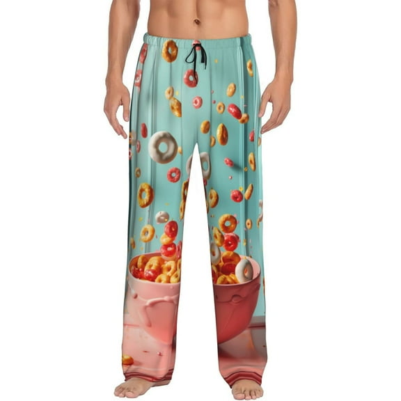 KLL Mens Pajama Pants for Men,Mens Lounge Pants,Funny Gifts for Men,Men's Pajama Bottoms Floating Colorful Cereal -Large